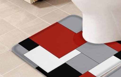 1 Alfombra de baño con diseño geométrico en rojo - Quierox - Tienda Online