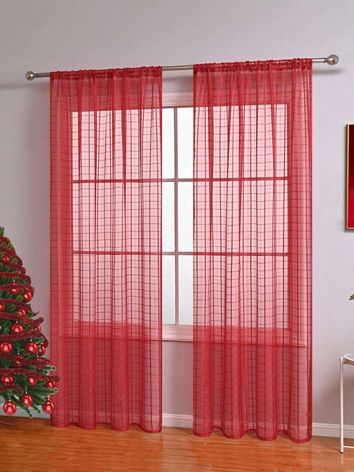 1 cortina de ventana con patrón de cuadros, adecuada para sala de estar y dormitorio - Quierox - Tienda Online