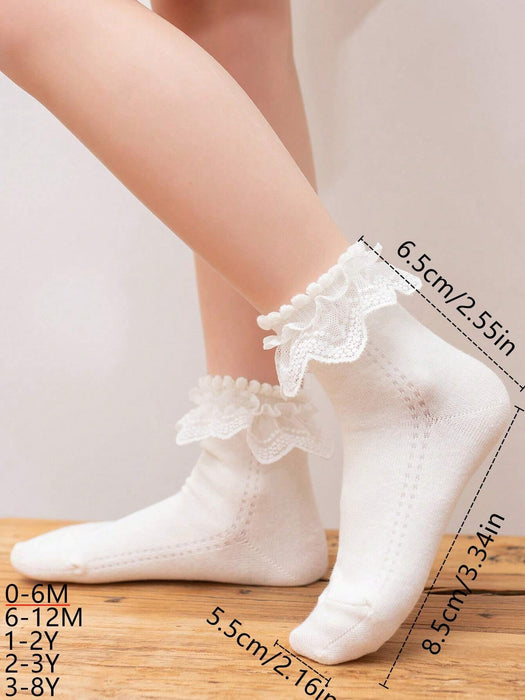 1 par de calcetines de bebé de estilo princesa de encaje blanco suave y moderno para niñas - Quierox - Tienda Online