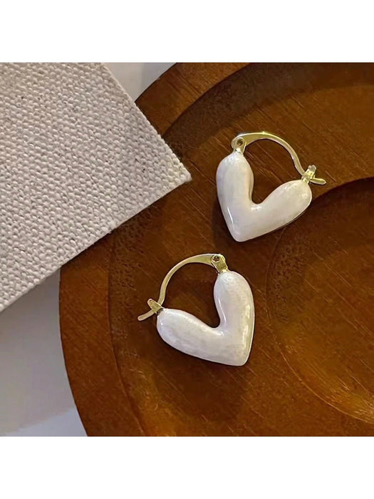 1 par de pendientes con forma de corazón con glaseado de gotas para mujer - Quierox - Tienda Online