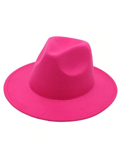 1 Sombrero Fedora Estilo Británico Unisex De Color Rosa Sólido - Quierox - Tienda Online