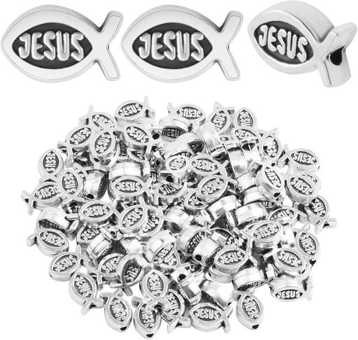 100 cuentas espaciadoras de pez de Jesús, cuentas con dijes religiosos - Quierox - Tienda Online