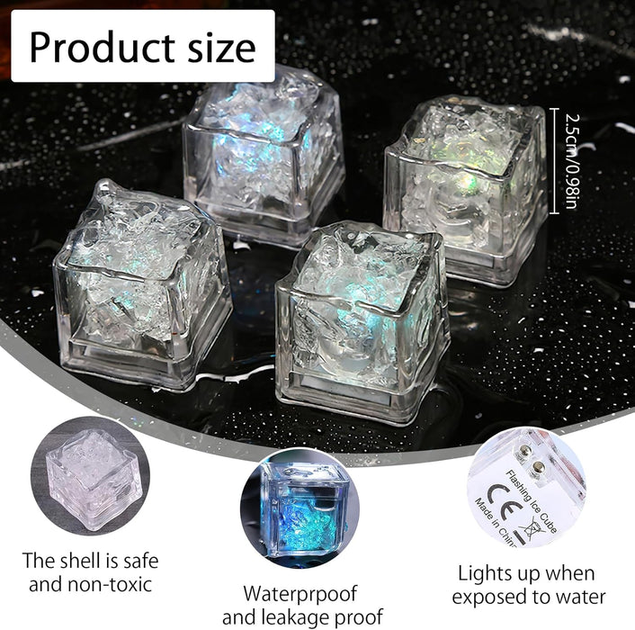 12 cubitos de hielo con luz LED para fiestas, luz blanca, con sensor de líquido - Quierox - Tienda Online