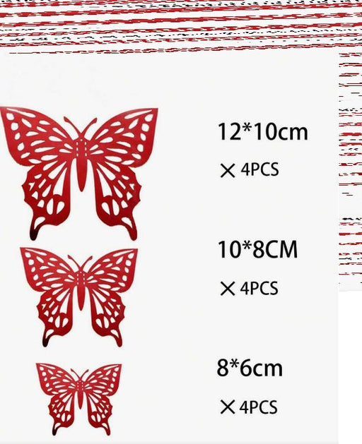 12 pegatinas decorativas con lazo estéreo 3D, pegatinas de pared con mariposas huecas - Quierox - Tienda Online