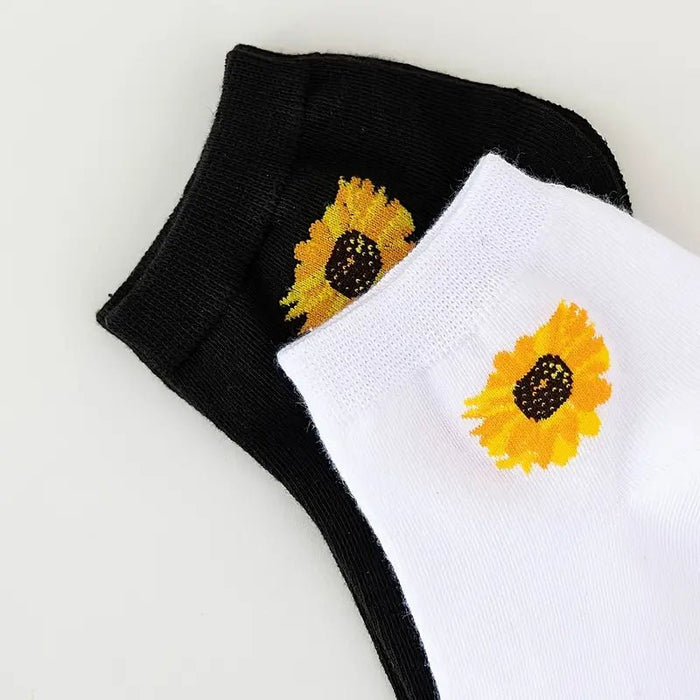 2 pares de calcetines cortos deportivos con patrón de girasol - Quierox - Tienda Online