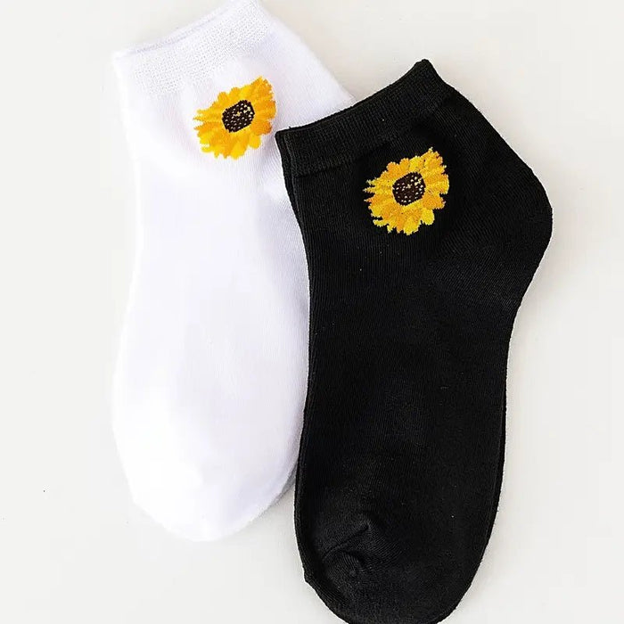 2 pares de calcetines cortos deportivos con patrón de girasol - Quierox - Tienda Online