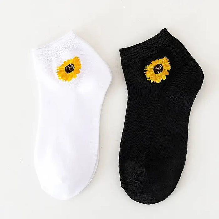 2 pares de calcetines cortos deportivos con patrón de girasol - Quierox - Tienda Online