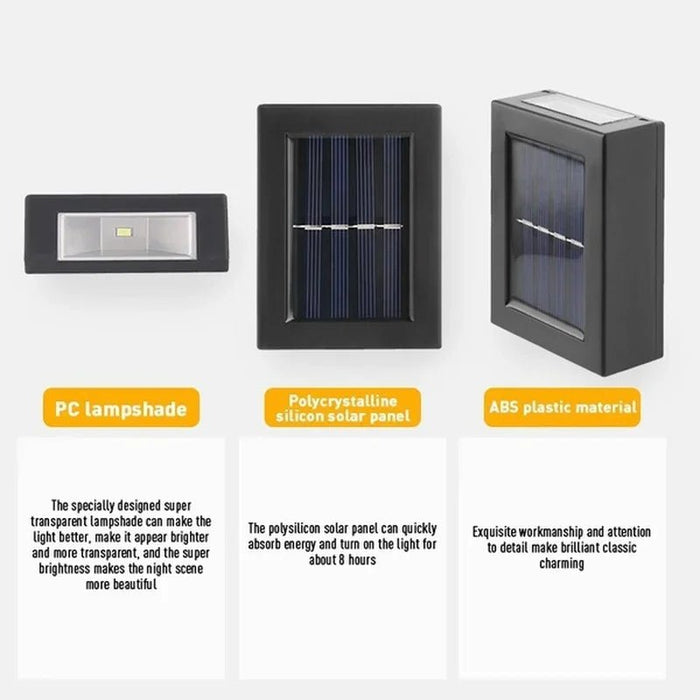 2 piezas de Focos solares con luz arriba y abajo para exteriores - Quierox - Tienda Online