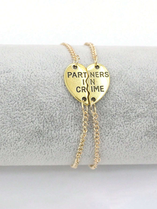 2 Piezas Pulseras De Pareja Que Combinan El Corazón Fashionable Partner In Crime - Quierox - Tienda Online