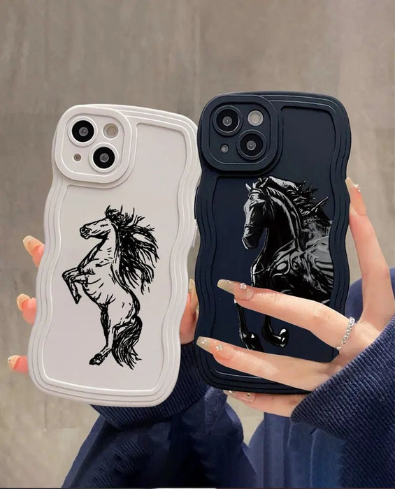 2pcs Funda De Teléfono De Lujo Con Gráficos De Caballos De Anime - Quierox - Tienda Online