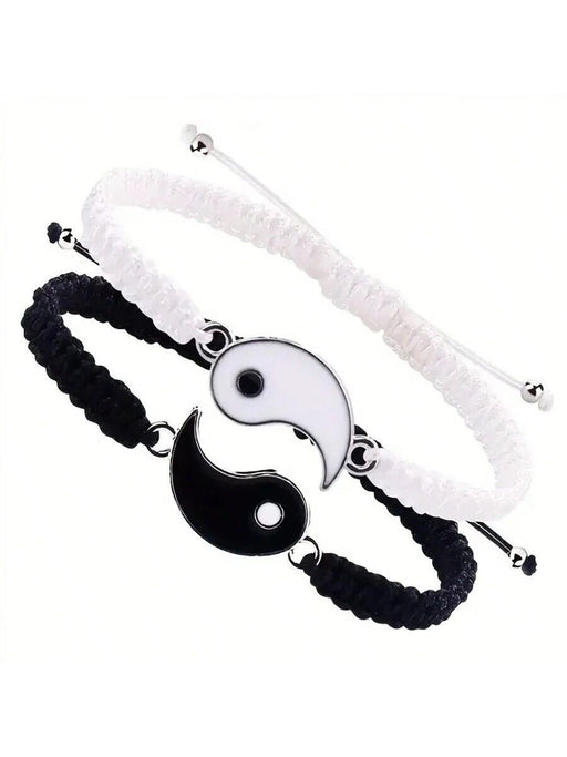 2/Set Pulsera de la amistad con hilo ajustable y diseño de Yin - Yang Tai Chi como regalo para novios,y mejor amiga - Quierox - Tienda Online