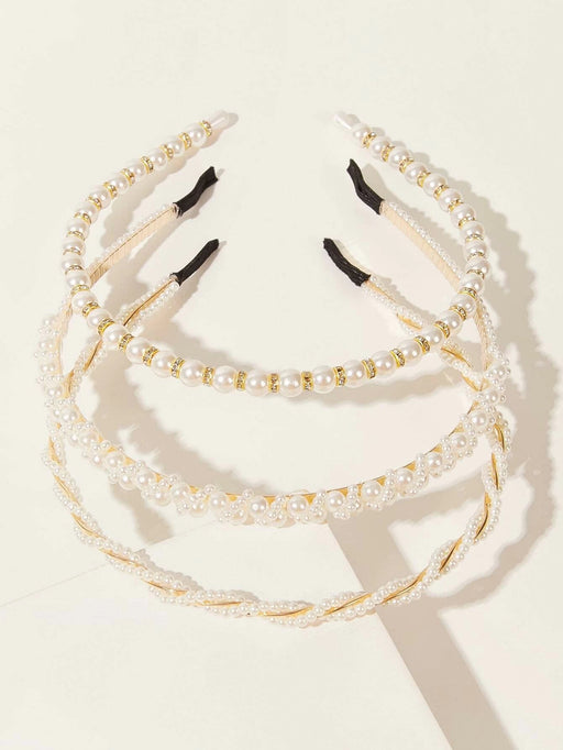 3 Piezas Diadema De Perlas Sintéticas Elegante - Quierox - Tienda Online