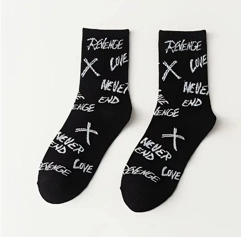 4 pares de calcetines cómodos transpirables con estampado de letras para hombres y mujeres - Quierox - Tienda Online