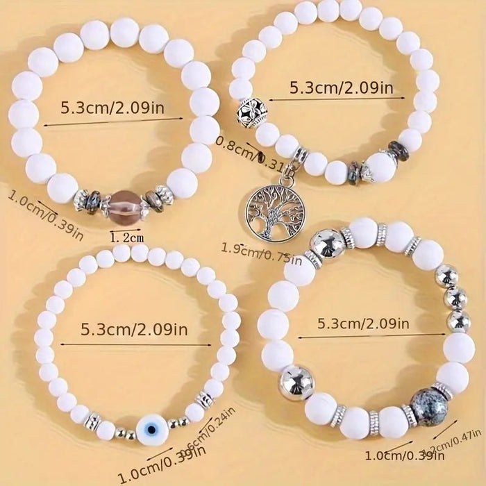 4pcs/Set Pulsera De Árbol De La Vida Boho Con Cuentas - Quierox - Tienda Online