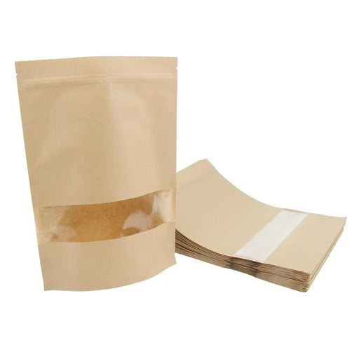 50 bolsas de papel Kraft con ventana transparente para alimentos secos, aperitivos, café, té - Quierox - Tienda Online