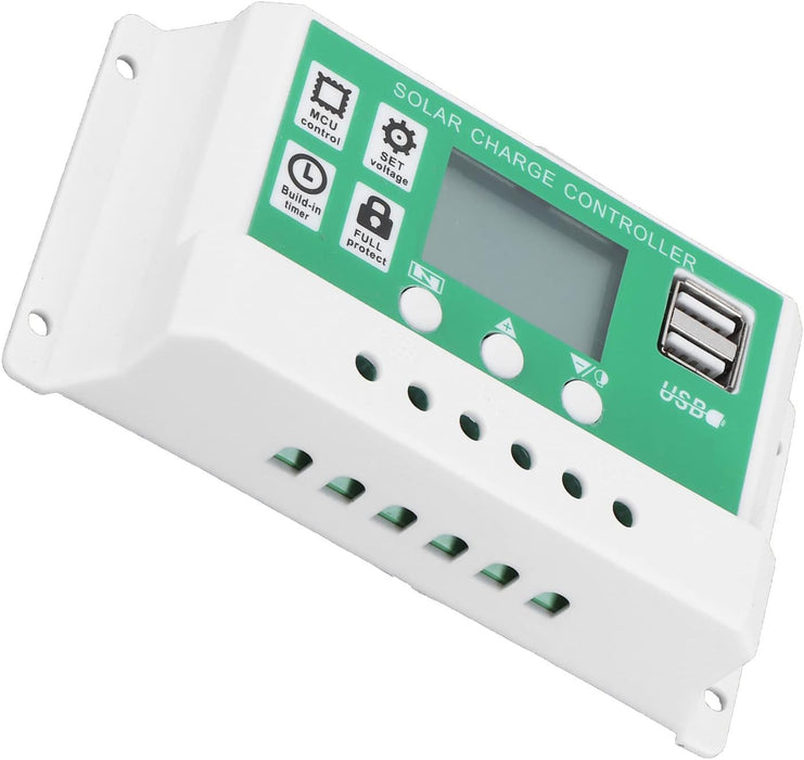 Controlador de carga solar LCD, accesorio regulador de carga ajustable 30A 12V 24V