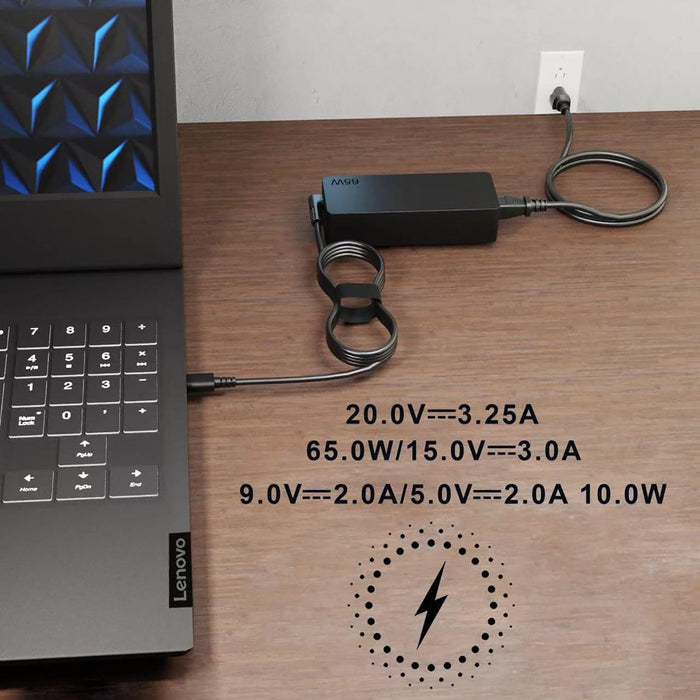 65W USB Tipo C Notebook PD Adaptador para Cable de Carga Lenovo Portátil THINKPAD - Quierox - Tienda Online