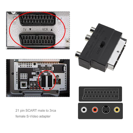 Adaptadores SCART macho a 3RCA hembra de 20 pines con interruptor de entrada - Quierox - Tienda Online