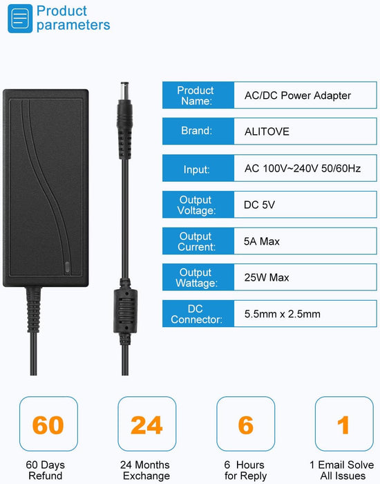 ALITOVE Convertidor adaptador de fuente de alimentación de 5 V 5A - Quierox - Tienda Online