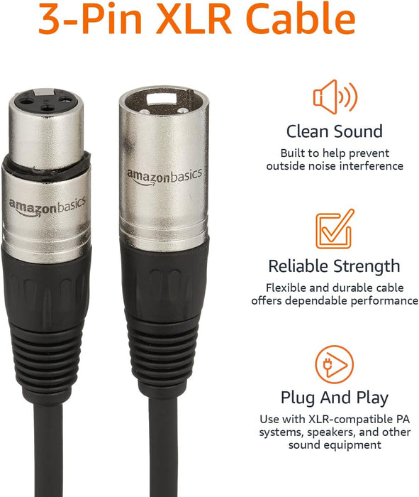 Amazon Basics Cable de micrófono XLR para altavoz o sistema PA 0.236 in - Quierox - Tienda Online