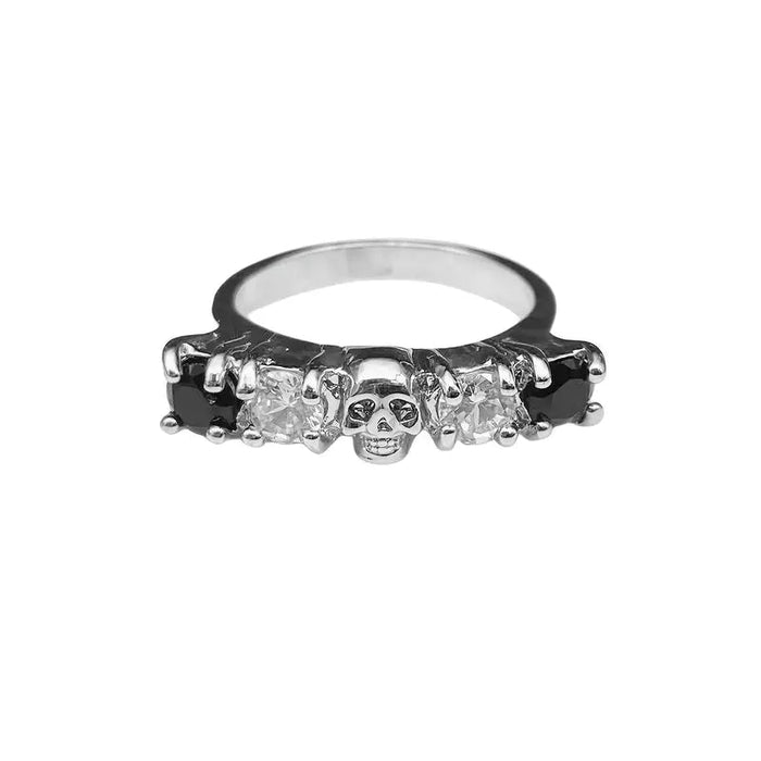 Anillo Con Forma De Calavera De Zirconia De Obsidiana - Quierox - Tienda Online