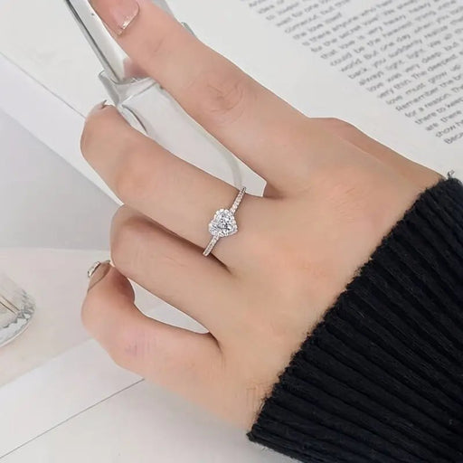 Anillo de Promesa Delicado Corazón con Circonia Brillante Incrustada, Joyería de Compromiso para Mujer - Quierox - Tienda Online