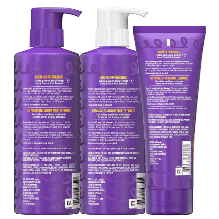 Aussie Kids Paquete de champú, acondicionador y leave - in sin enjuague para cabello rizado - Quierox - Tienda Online