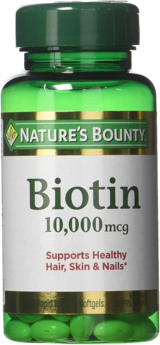 Biotina Nature's Bounty 10 000 mcg, cápsulas blandas de liberación rápida, 120 unidades - Quierox - Tienda Online