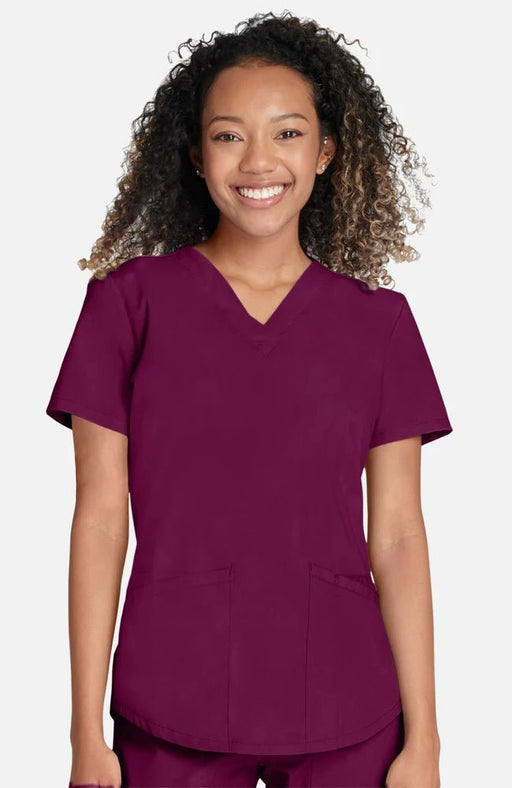 Blusa médica lisa con cuello en V con Pantalón médico de punto acanalado con cordon - Quierox - Tienda Online