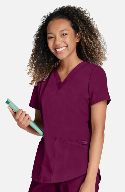 Blusa médica lisa con cuello en V con Pantalón médico de punto acanalado con cordon - Quierox - Tienda Online