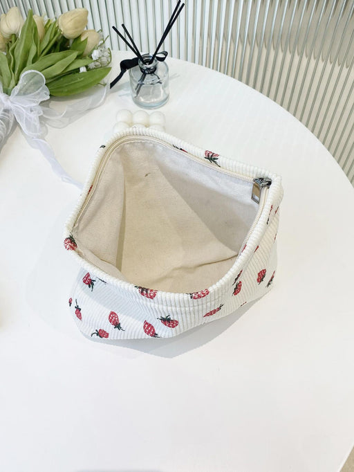 Bolsas de cosméticos con estampado de fresas en color beige para mujer - Quierox - Tienda Online