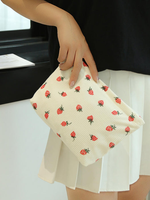 Bolsas de cosméticos con estampado de fresas en color beige para mujer - Quierox - Tienda Online