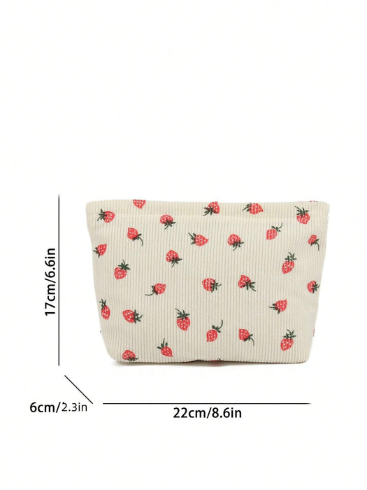 Bolsas de cosméticos con estampado de fresas en color beige para mujer - Quierox - Tienda Online