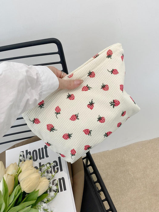 Bolsas de cosméticos con estampado de fresas en color beige para mujer - Quierox - Tienda Online