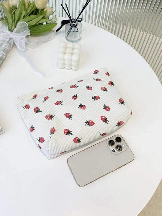 Bolsas de cosméticos con estampado de fresas en color beige para mujer - Quierox - Tienda Online