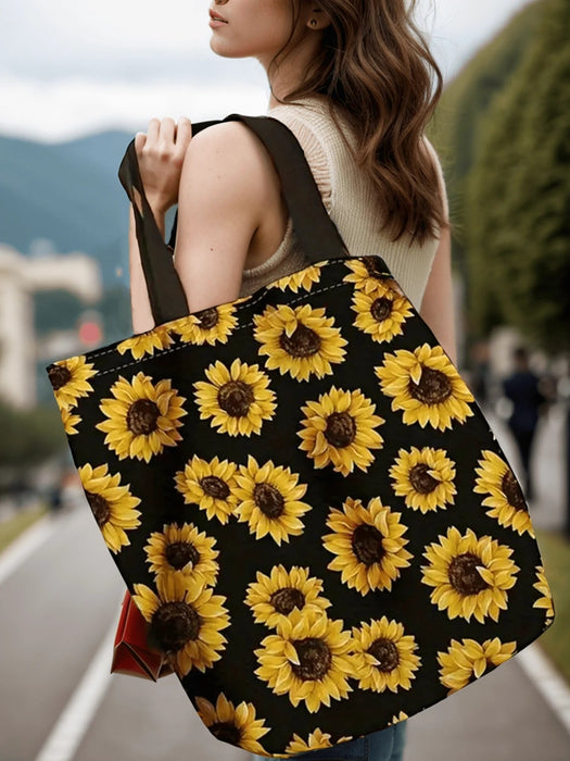 Bolso de hombro de lona con estampado completo de flores de girasol clásico - Quierox - Tienda Online