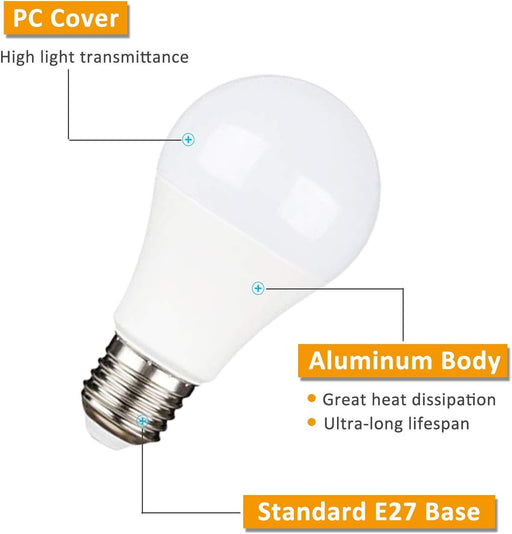 Bombilla LED E27 12V 9W para Iluminación Solar, Luz Amarilla Cálida - Quierox - Tienda Online