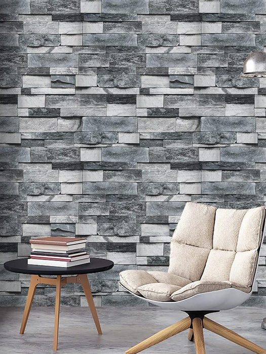 Brick Pattern Wall Paper, PVC Waterproof Light Grey Self Adhesive Wall Decorative - Quierox - Tienda Online