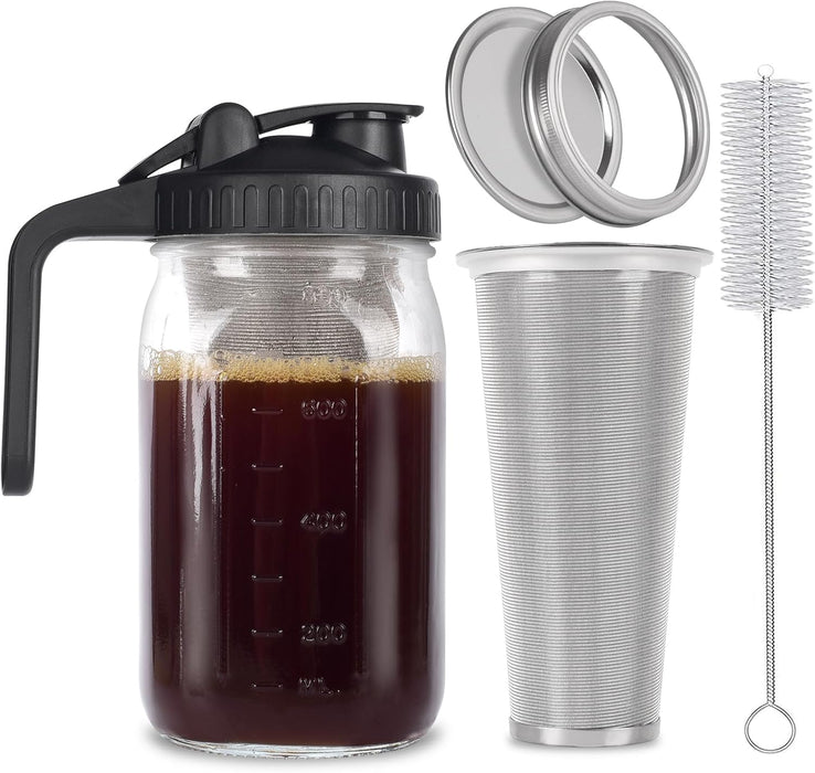 Cafetera helada en tarro Mason Cold Brew de vidrio - Quierox - Tienda Online