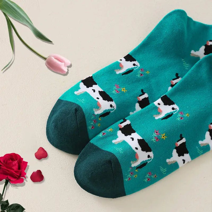 Calcetas Cómodas con Estampado de Vaca - Suaves, Transpirables, Absorben la Humedad - Quierox - Tienda Online