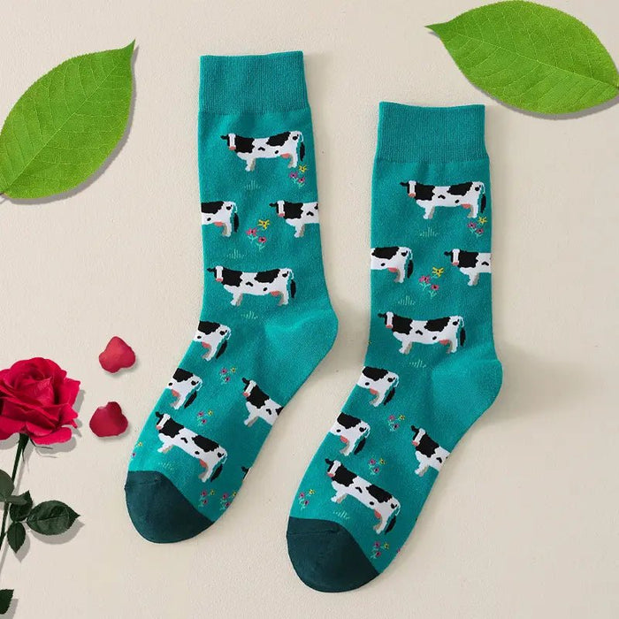 Calcetas Cómodas con Estampado de Vaca - Suaves, Transpirables, Absorben la Humedad - Quierox - Tienda Online