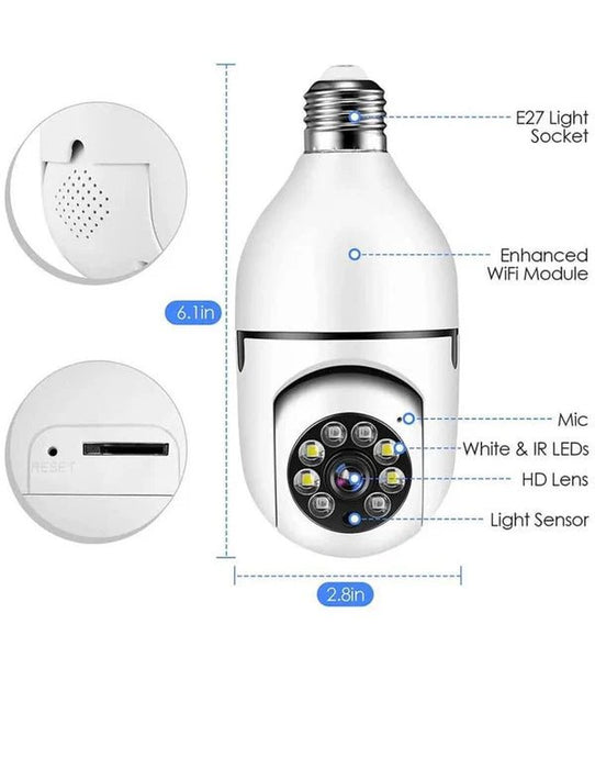 CÁMARA DE VIGILANCIA INTELIGENTE CON BOMBILLO - Quierox - Tienda Online