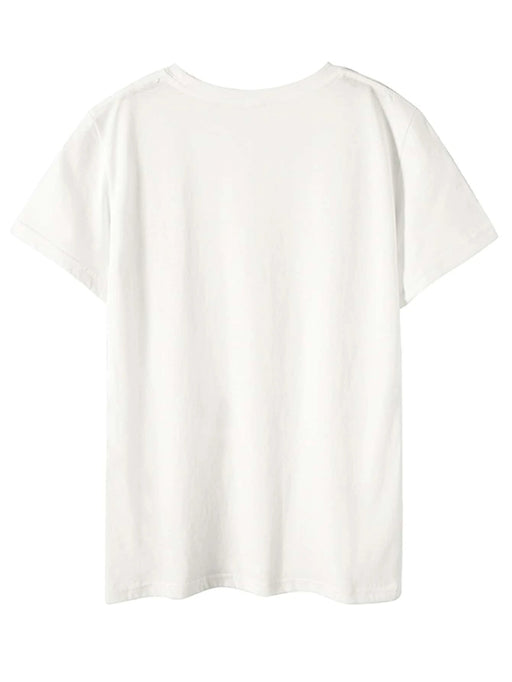Camiseta con estampado de planeta de cuello redondo - Quierox - Tienda Online