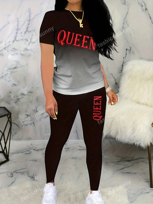 Camiseta y leggings con estampado de letras - Quierox - Tienda Online