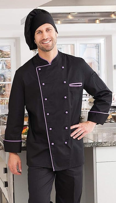 Chaqueta de chef con borde y botones en contraste - Quierox - Tienda Online