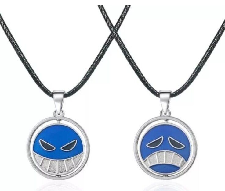 Collar de cadena con calavera y cara sonriente de Ace de One Piece - Quierox - Tienda Online