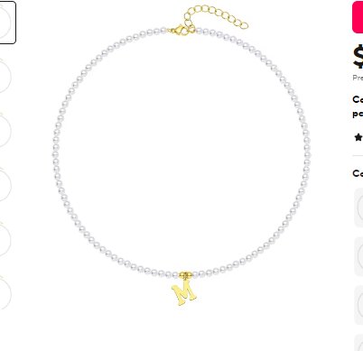 Collar de perlas simuladas para mujer con inical de letra "M" - Quierox - Tienda Online