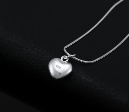 Collar de plata de ley 925 con colgante de corazón pequeño para mujer - Quierox - Tienda Online