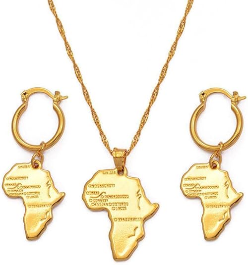 Collar y pendientes con el mapa de África - Quierox - Tienda Online