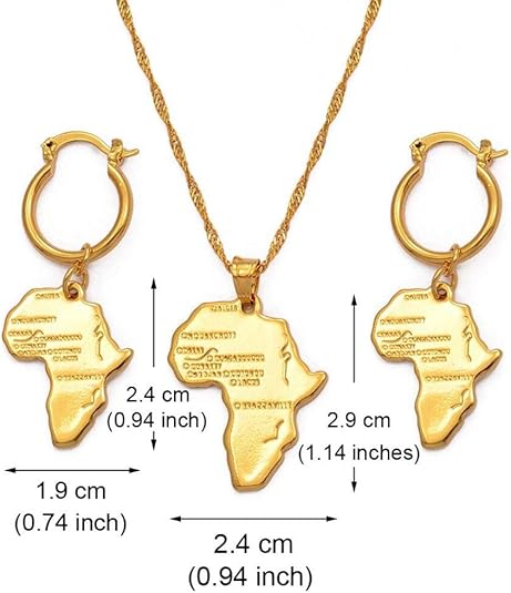 Collar y pendientes con el mapa de África - Quierox - Tienda Online